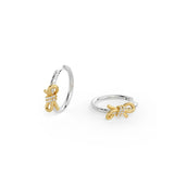 Mixed Metal  Bow Hoop Earrings