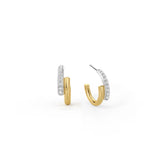 Mixed Metal Moissanite C-Hoop Earrings