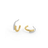 Mixed Metal Moissanite C-Hoop Earrings