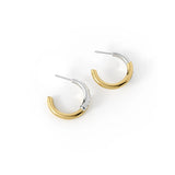 Mixed Metal Moissanite C-Hoop Earrings