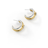 Mixed Metal Triple Hoop Huggie Earrings