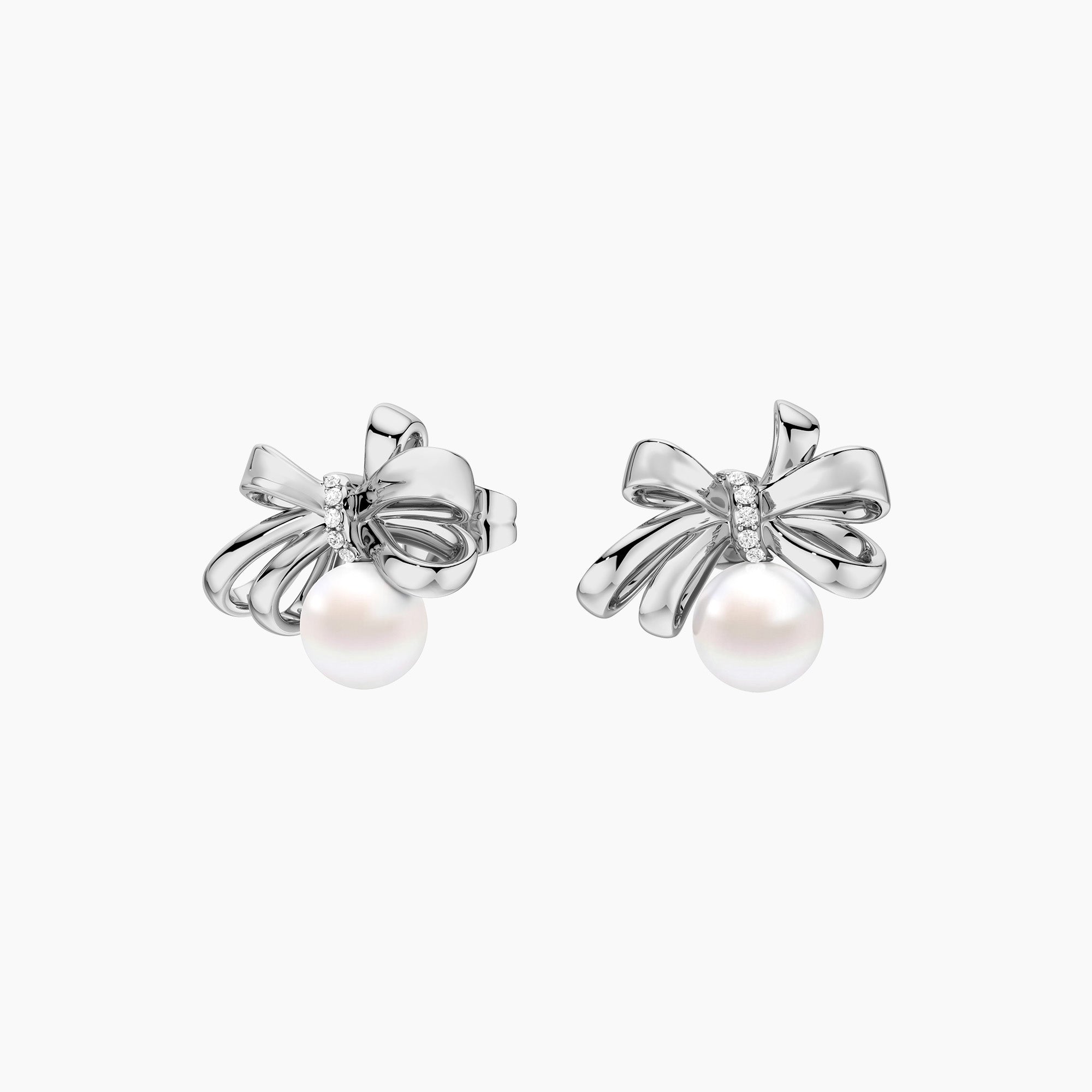 Pearl Bow Stud Earrings