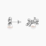 Pearl Bow Stud Earrings