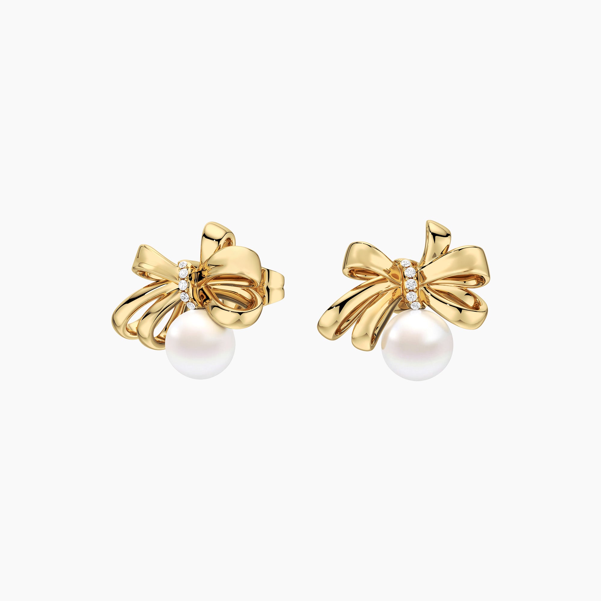 Pearl Bow Stud Earrings