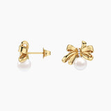Pearl Bow Stud Earrings