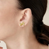 Filigree Bow Edge Moissanite Diamond  Stud Earrings