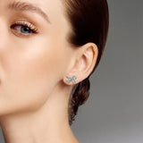 Filigree Bow Edge Moissanite Diamond  Stud Earrings