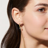 Huggie Hoop Earrings with Solitaire Drop