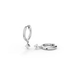 Huggie Hoop Earrings with Solitaire Drop