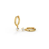 Huggie Hoop Earrings with Solitaire Drop