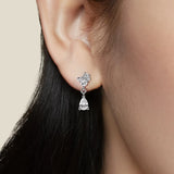 Teardrop Lab Grown White Sapphire Dangle Earrings