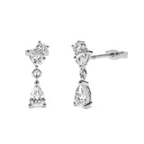 Teardrop Lab Grown White Sapphire Dangle Earrings