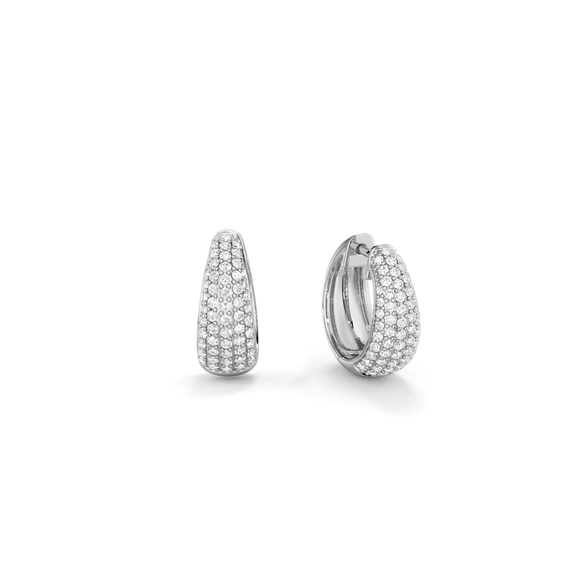 Bold Pave Moissanite Huggie Hoop Earrings