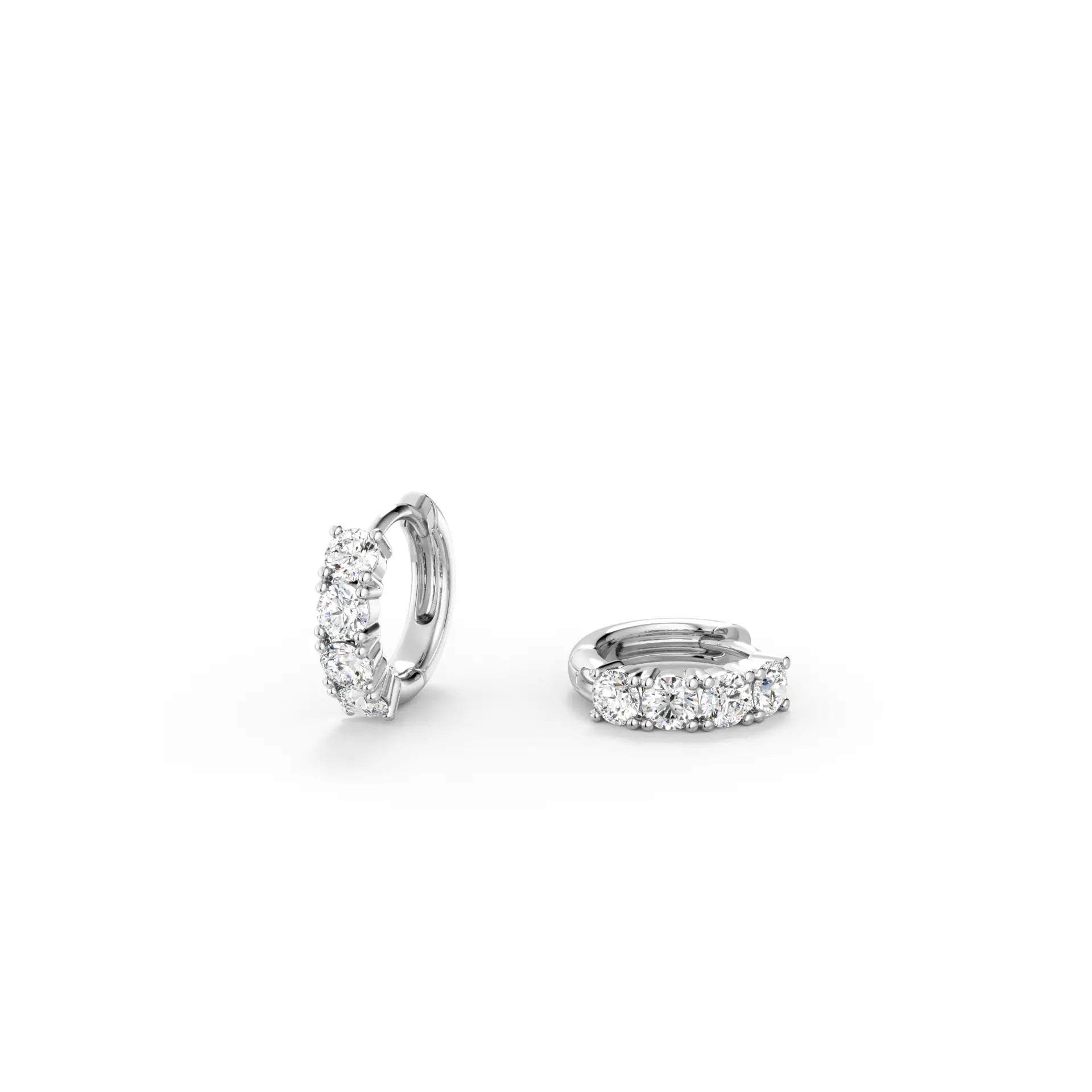Half Eternity Moissanite Huggie Hoop Earrings