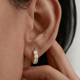 Half Eternity Moissanite Huggie Hoop Earrings