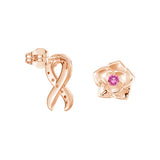 “Ribbon & Rose” Breast Cancer Awareness Mismatched Earrings