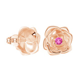 "Radiant Hope" Rose Stud Earrings with Pink Sapphire