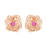 "Radiant Hope" Rose Stud Earrings with Pink Sapphire