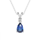 1 CT. Lab-Grown Sapphire Pear Shape Pendant with Diamond