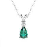 1 CT. Lab-Grown Emerald Pear Shape Pendant with Diamond