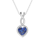 1 CT. Sapphire Infinity Heart Pendant with Diamonds - MSBLUE Jewelry