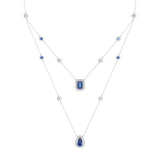 2.98 CT. Pear & Emerald-Cut Sapphire Halo Layered Necklace