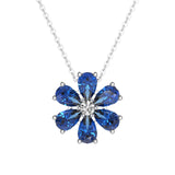 3.1 CT. Blue Sapphire Flower Cluster Pendant