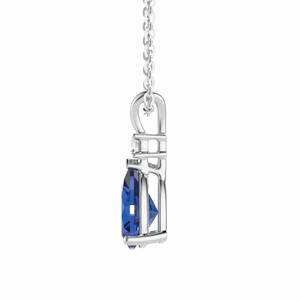 1.7 CT. Pear Blue Sapphire Solitaire Pendant with White Sapphire - MSBLUE JEWELRY