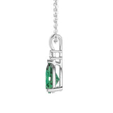 1.7 CT. Pear Shaped Emerald Solitaire Pendant with White Sapphire