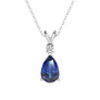 1.7 CT. Pear Blue Sapphire Solitaire Pendant with White Sapphire - MSBLUE JEWELRY