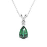 1.7 CT. Pear Shaped Emerald Solitaire Pendant with White Sapphire - MSBLUE JEWELRY