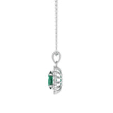 1.64 CT. Floral Halo Oval Emerald Pendant