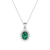 1.64 CT. Floral Halo Oval Emerald Pendant