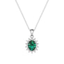 1.64 CT. Floral Halo Oval Emerald Pendant - MSBLUE JEWELRY