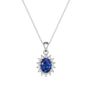 1.64 CT. Floral Halo Oval Sapphire Pendant - MSBLUE JEWELRY