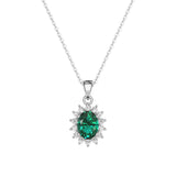 🎁 1.64 CT. Floral Halo Oval Emerald Pendant (100% off)