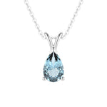 1.5 CT. Pear Shaped Aquamarine Solitaire Pendant - MSBLUE Jewelry