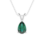 1.5 CT. Pear Shaped Emerald Solitaire Pendant - MSBLUE Jewelry