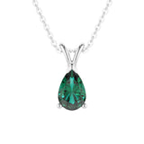 1.5 CT. Pear Shaped Emerald Solitaire Pendant - MSBLUE Jewelry