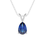 1.5 CT. Pear Blue Sapphire Solitaire Pendant - MSBLUE Jewelry