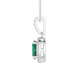 1.69 CT. Vintage Style Oval Emerald Halo Pendant