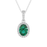 1.69 CT. Vintage Style Oval Emerald Halo Pendant