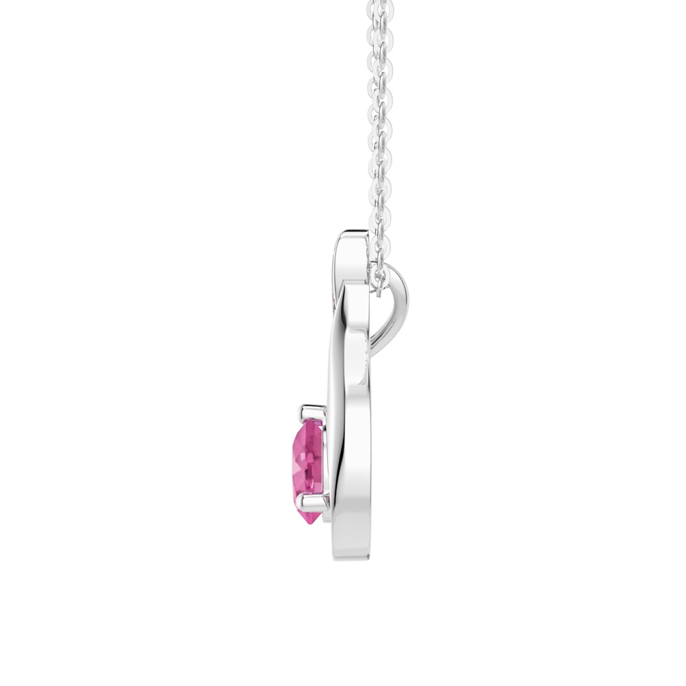 1 CT. Floating Pink Sapphire Tulip Pendant with Diamonds