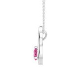 1 CT. Floating Pink Sapphire Tulip Pendant with Diamonds