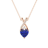 1.16 CT. Solitaire Heart Sapphire and White Sapphire Pendant - MSBLUE Jewelry