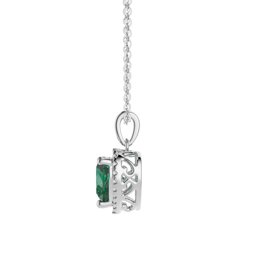 1.68 CT. Heart Emerald and White Sapphire Pendant - MSBLUE Jewelry