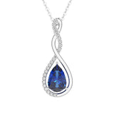 1.61 CT. Twisted Infinity Floating Blue Sapphire Drop Pendant