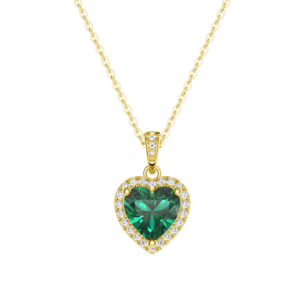 1.68 CT. Heart Emerald and White Sapphire Pendant - MSBLUE Jewelry