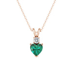 1.8 CT. Heart Emerald Solitaire Pendant with White Sapphire - MSBLUE Jewelry