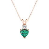 1.8 CT. Heart Emerald Solitaire Pendant with White Sapphire - MSBLUE Jewelry